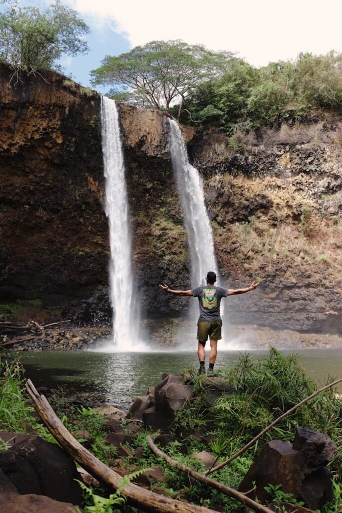 Explore the stunning twin waterfalls in Kauai, Hawaii, perfect for nature lovers.